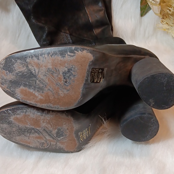 Free People Bright Lights Over The Knee Black Leather Boots. - Picture 4 of 14